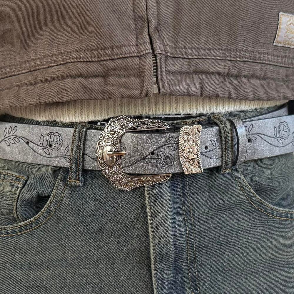 Y2k western grey floral cowboy - Picture 4 of 7